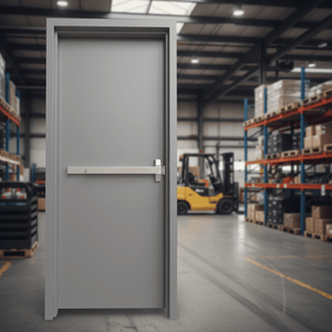 Commercial Steel Door with UL Hardware Panic Bar: Fire Rated 36x80 and 36x84 Right and Left Hand Outswing | 250681LH, 250681RH, 250684LH, 250684RH, FD3680LH, FD3680RH, FD3684LH, FD3684RH