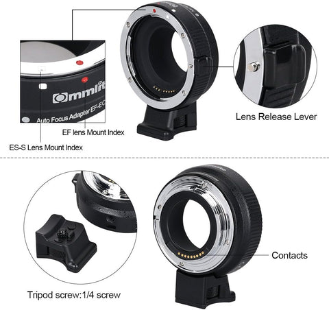 Commlite CM - EF - EOS M Electronic Auto - Focus Lens Adapter – Canon EF/EF - S to Canon EOS M Mirrorless - with | Sold by Uncle Wiener's Wholesale