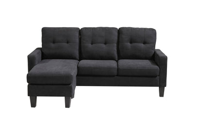 Compact L-Shaped Sectional Sofa with Ottoman – Reversible Chaise, Dark Gray or Black BT2628 - with Black | Sold by Uncle Wiener's Wholesale