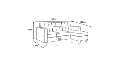 Compact L-Shaped Sectional Sofa with Ottoman – Reversible Chaise, Dark Gray or Black BT2628 - with Black | Sold by Uncle Wiener's Wholesale