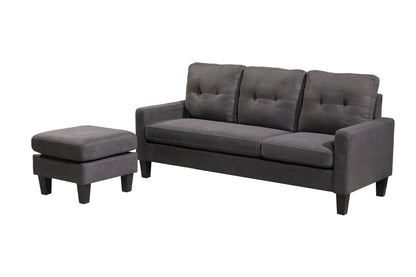 Compact L-Shaped Sectional Sofa with Ottoman – Reversible Chaise, Dark Gray or Black BT2628 - with Dark Gray | Sold by Uncle Wiener's Wholesale