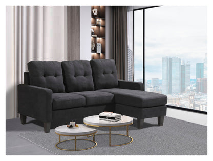 Compact L-Shaped Sectional Sofa with Ottoman – Reversible Chaise, Dark Gray or Black BT2628 - with Black | Sold by Uncle Wiener's Wholesale
