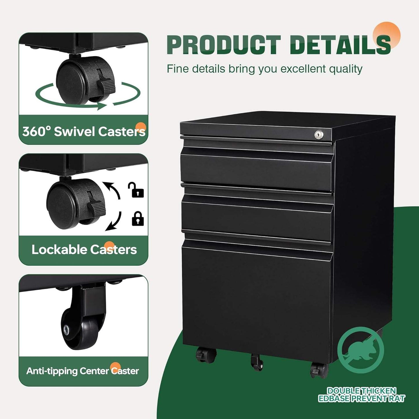 Compact Steel Storage Cabinet 14.7″ × 17.3″ × 24″ Pre - Assembled Utility Cabinet Black YCGS01 - with | Sold by Uncle Wiener's Wholesale