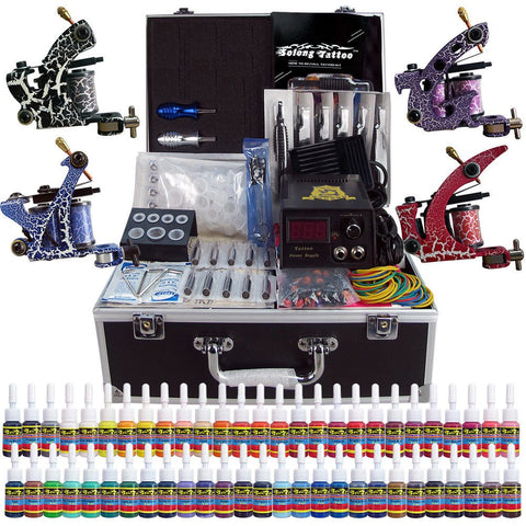 Complete Tattoo Kit with 4 Pro Machine Guns – 54 Color Ink Set, Power Supply, Accessories & Case – Professional Tattoo Equipment TK456 - with | Sold by Uncle Wiener's Wholesale