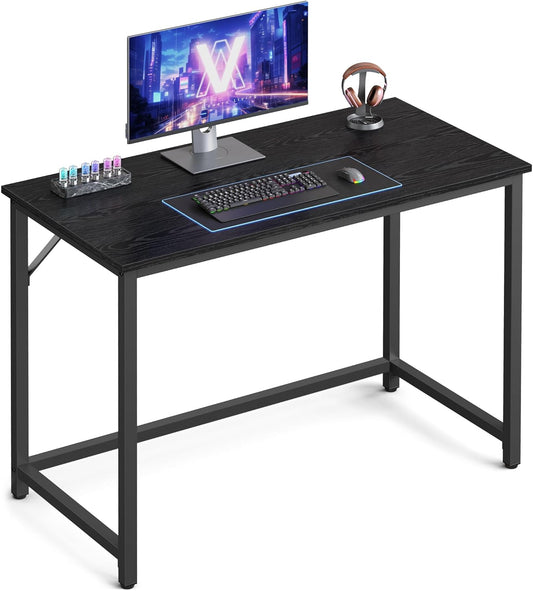 Computer Desk for Home Office, Study Desk with Steel Frame, Writing Desk for Bedroom, Living Room and Workspace 39.4 Inch Ebony Black and Ink Black LWD041B56 - with | Sold by Uncle Wiener's Wholesale