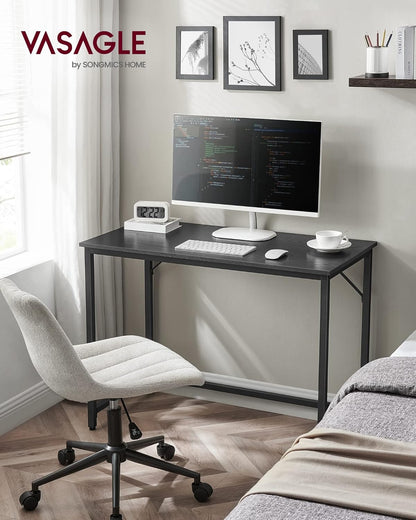 Computer Desk for Home Office, Study Desk with Steel Frame, Writing Desk for Bedroom, Living Room and Workspace 39.4 Inch Ebony Black and Ink Black LWD041B56 - with | Sold by Uncle Wiener's Wholesale