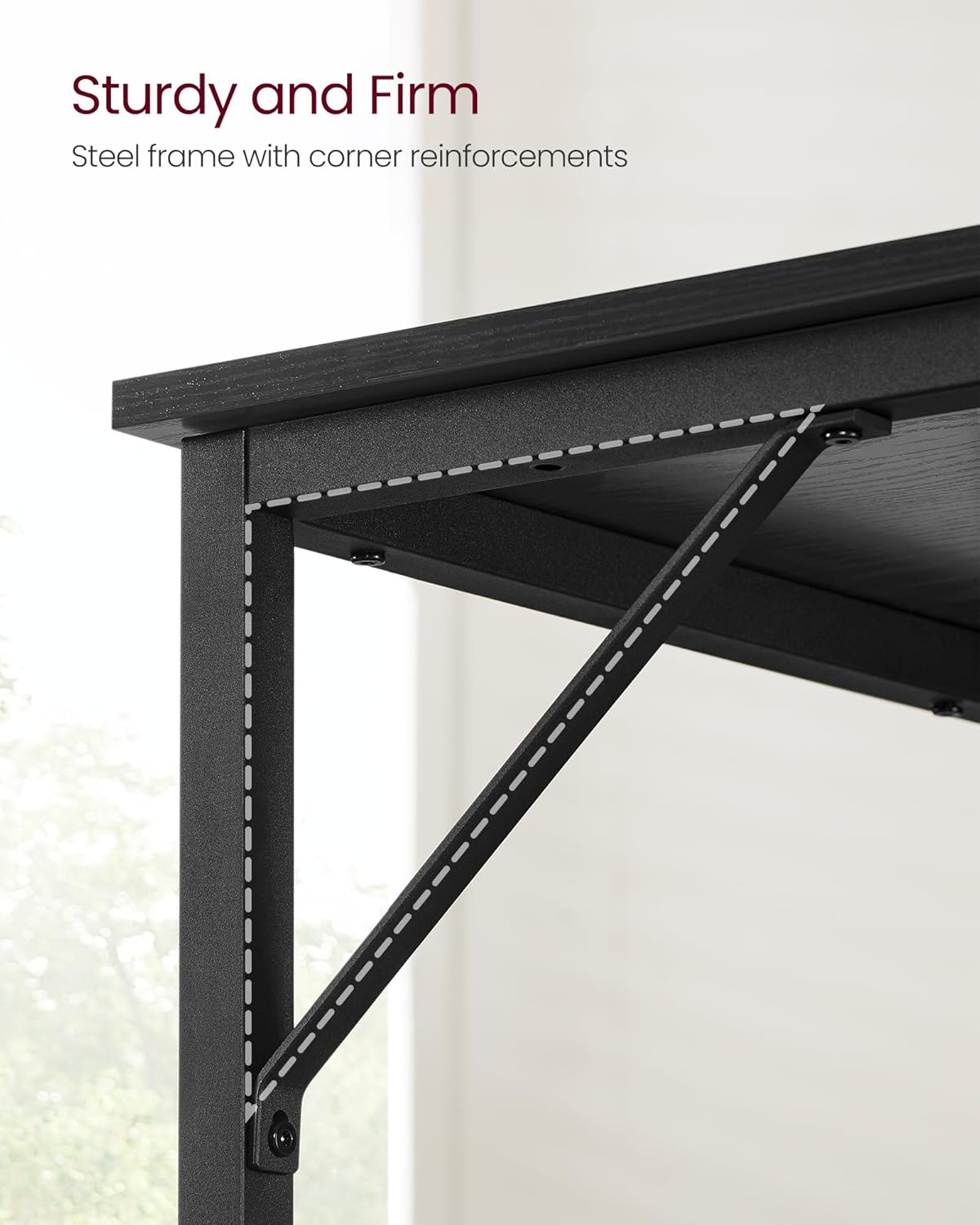Computer Desk for Home Office, Study Desk with Steel Frame, Writing Desk for Bedroom, Living Room and Workspace 39.4 Inch Ebony Black and Ink Black LWD041B56 - with | Sold by Uncle Wiener's Wholesale