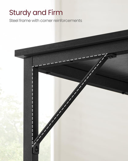 Computer Desk for Home Office, Study Desk with Steel Frame, Writing Desk for Bedroom, Living Room and Workspace 39.4 Inch Ebony Black and Ink Black LWD041B56 - with | Sold by Uncle Wiener's Wholesale