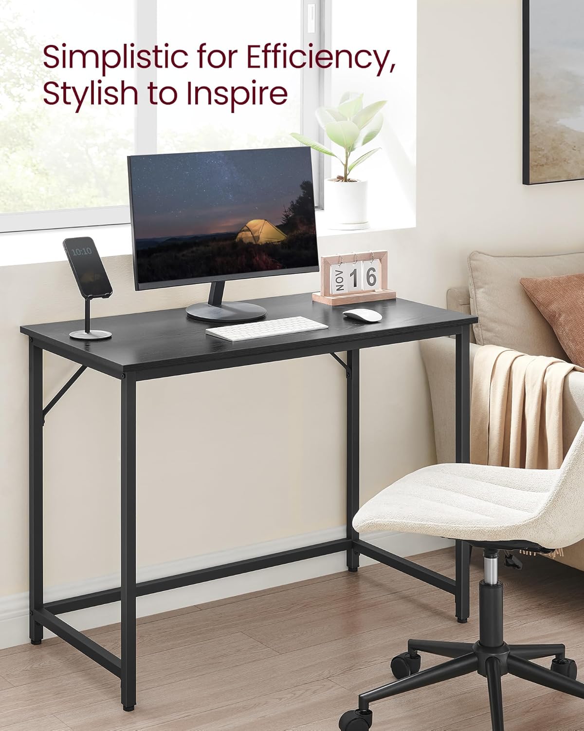 Computer Desk for Home Office, Study Desk with Steel Frame, Writing Desk for Bedroom, Living Room and Workspace 39.4 Inch Ebony Black and Ink Black LWD041B56 - with | Sold by Uncle Wiener's Wholesale