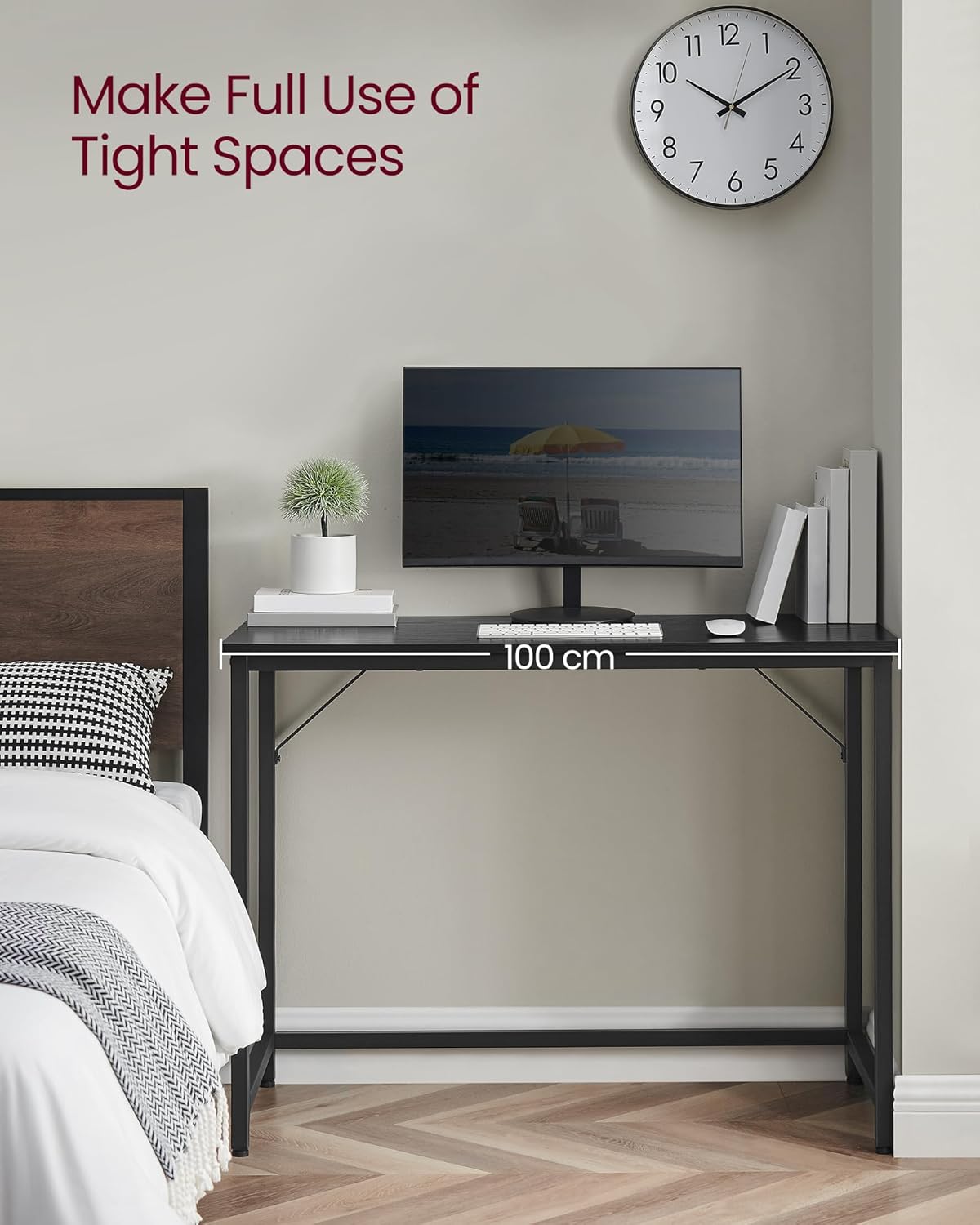 Computer Desk for Home Office, Study Desk with Steel Frame, Writing Desk for Bedroom, Living Room and Workspace 39.4 Inch Ebony Black and Ink Black LWD041B56 - with | Sold by Uncle Wiener's Wholesale