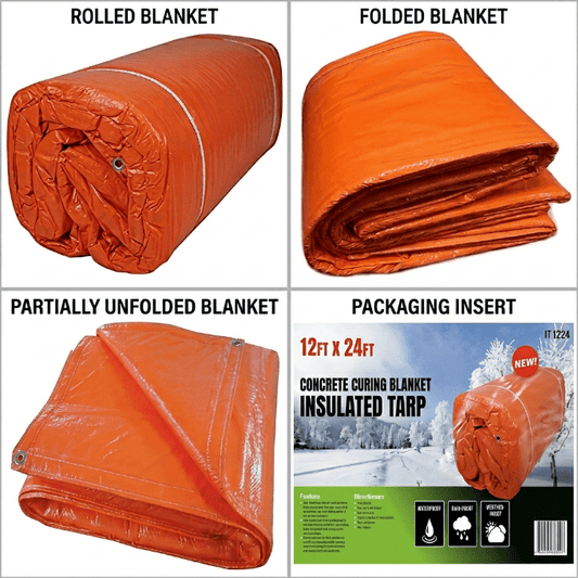 Concrete Curing Blanket Insulated Tarp – Available in 10x20 FT & 12x20 FT & 12x24 FT Sizes - General Equipment with 10 X 20 FT IT1020 | Sold by Uncle Wiener's Wholesale