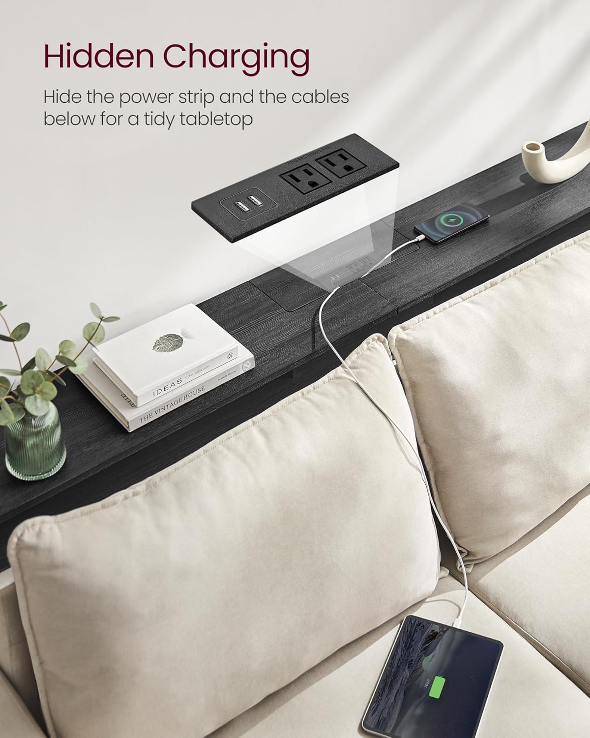 Console Table with Power Outlet, 70 Inch Sofa Table, Narrow Entryway Table with Hidden Charging Station and Storage Shelves for Hallway, Living Room and Behind Couch Black LNT118B22 - with | Sold by Uncle Wiener's Wholesale