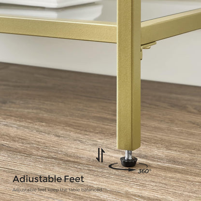 Console Table with Tempered Glass Shelves, 3 Tier Entryway Table, Sofa Table for Hallway, Living Room and Foyer 51.2 Inch Gold LGT024A01 - with | Sold by Uncle Wiener's Wholesale