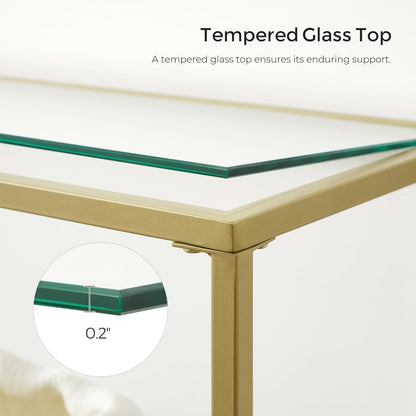 Console Table with Tempered Glass Shelves, 3 Tier Entryway Table, Sofa Table for Hallway, Living Room and Foyer 51.2 Inch Gold LGT024A01 - with | Sold by Uncle Wiener's Wholesale