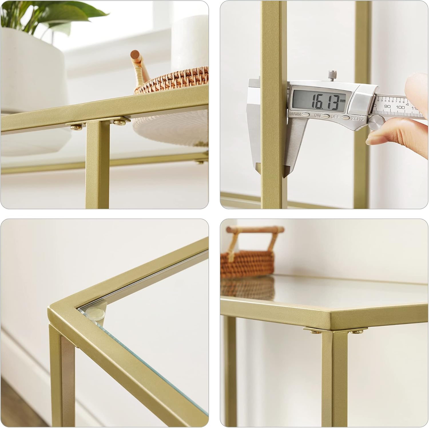 Console Table with Tempered Glass Shelves, 3 Tier Entryway Table, Sofa Table for Hallway, Living Room and Foyer 51.2 Inch Gold LGT024A01 - with | Sold by Uncle Wiener's Wholesale