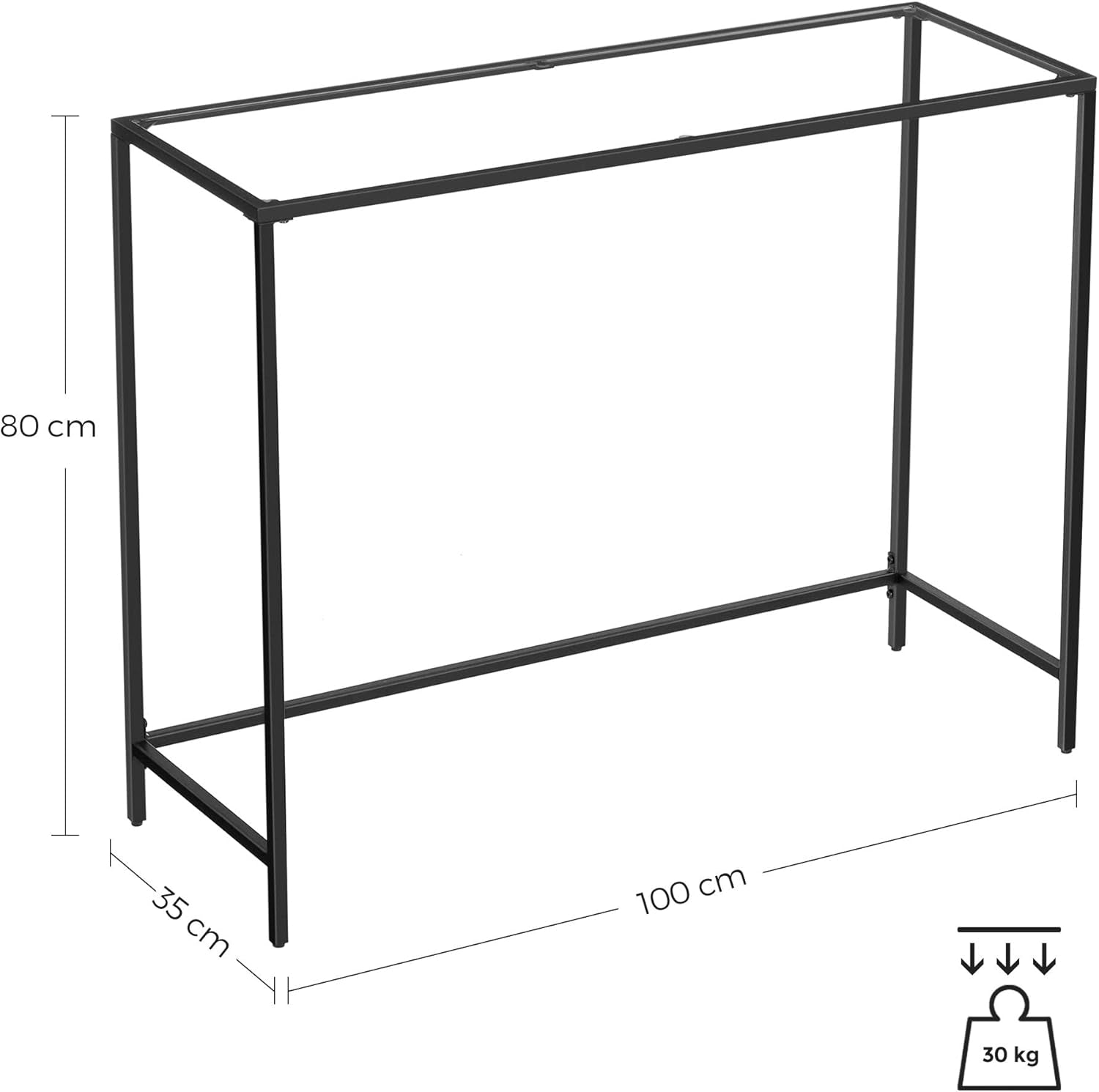 Console Table with Tempered Glass Top, Entryway Table, Sofa Table for Hallway, Living Room and Foyer Ink Black and Clear Glass LGT026B01 - with | Sold by Uncle Wiener's Wholesale