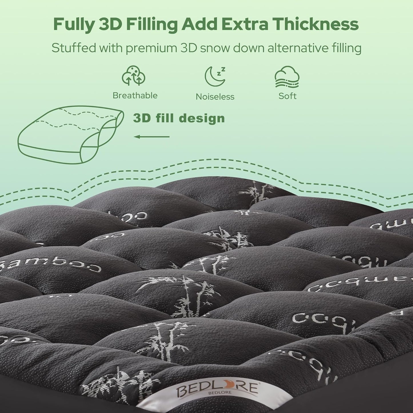 Cooling Bamboo Mattress Topper – Deep Pocket 6"–18" – Twin, Full, Queen, King - with Twin 38" × 75" | Sold by Uncle Wiener's Wholesale