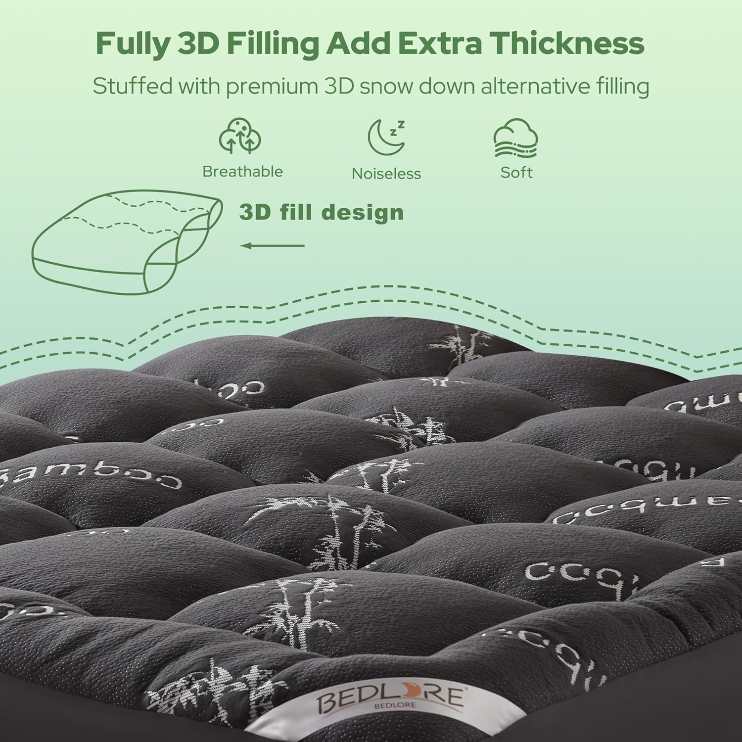 Cooling Bamboo Mattress Topper – Deep Pocket 6"–18" – Twin, Full, Queen, King - with Twin 38" × 75" | Sold by Uncle Wiener's Wholesale