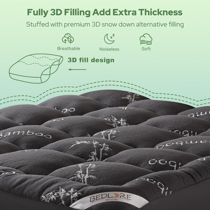 Cooling Bamboo Mattress Topper – Deep Pocket 6"–18" – Twin, Full, Queen, King - with Twin 38" × 75" | Sold by Uncle Wiener's Wholesale