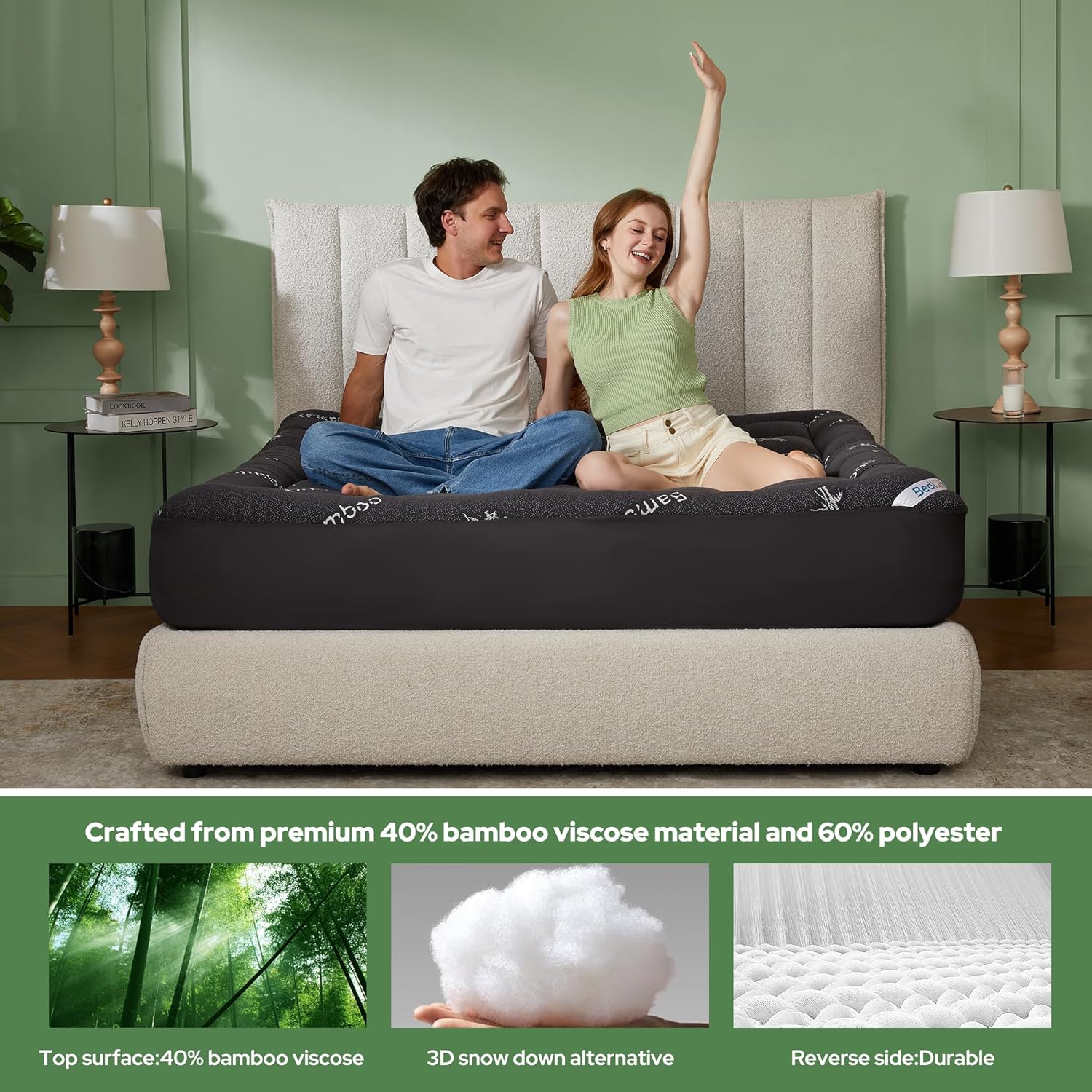 Cooling Bamboo Mattress Topper – Deep Pocket 6"–18" – Twin, Full, Queen, King - with Twin 38" × 75" | Sold by Uncle Wiener's Wholesale