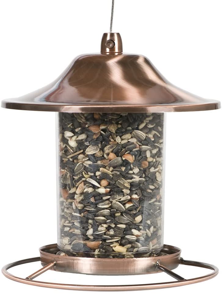 Copper Panorama Bird Feeder – Anti - Squirrel Hanging Feeder with 360° Tray Perch | 525PF - with | Sold by Uncle Wiener's Wholesale