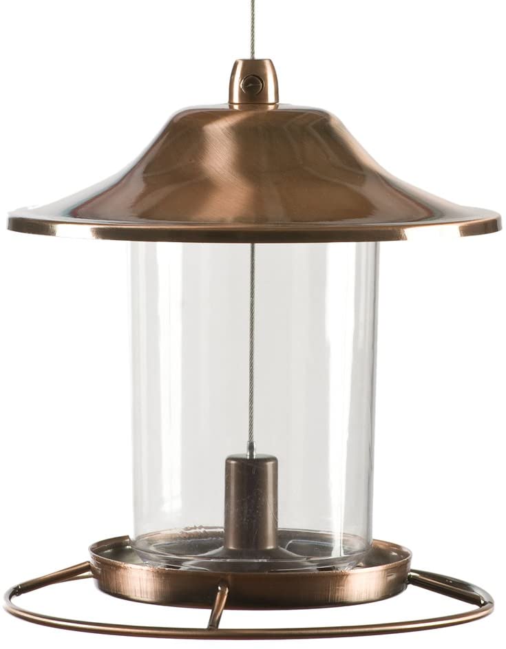 Copper Panorama Bird Feeder – Anti - Squirrel Hanging Feeder with 360° Tray Perch | 525PF - with | Sold by Uncle Wiener's Wholesale