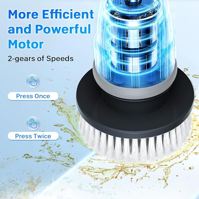 Cordless Electric Spin Scrubber – IPX7 Waterproof Bathroom Cleaning Brush with 4 Replaceable Heads, 2 Speeds & Adjustable Extension Handle - Home products with | Sold by Uncle Wiener's Wholesale