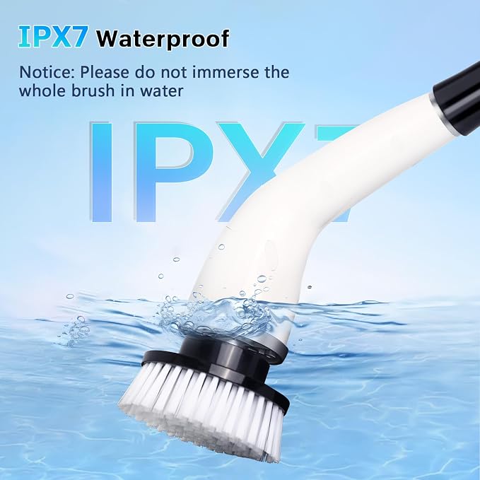 Cordless Electric Spin Scrubber – IPX7 Waterproof Bathroom Cleaning Brush with 4 Replaceable Heads, 2 Speeds & Adjustable Extension Handle - Home products with | Sold by Uncle Wiener's Wholesale