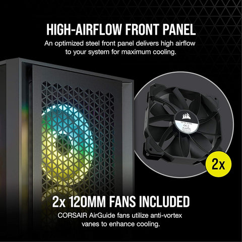 Corsair 4000D AIRFLOW Tempered Glass Mid - Tower ATX Case - High - Airflow - Cable Management System - Spacious Interior - Two Included 120 mm Fans - Black - with | Sold by Uncle Wiener's Wholesale