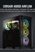 Corsair 4000D AIRFLOW Tempered Glass Mid - Tower ATX Case - High - Airflow - Cable Management System - Spacious Interior - Two Included 120 mm Fans - Black - with | Sold by Uncle Wiener's Wholesale
