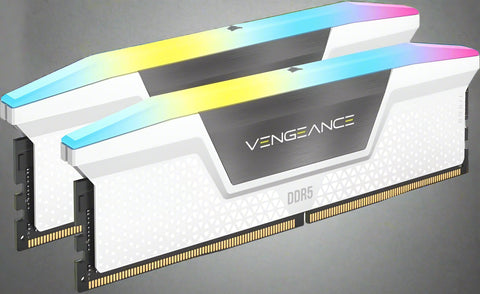 CORSAIR Vengeance RGB DDR5 RAM 64GB (2x32GB) 6400MHz CL32 – Intel XMP iCUE Compatible | Black Model CMH64GX5M2B6400C32W | Open Box - RGB DDR5 Desktop Memory Kit (2x32GB, 6400MHz, CL32, Black) with White | Sold by Uncle Wiener's Wholesale