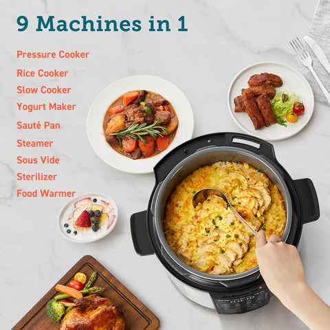 COSORI Electric Pressure Cooker 6 qt, 9 - in - 1 Instant Multi Cooker with Safer Venting Design, Rice Cooker, Slow Cooker, Sous Vide, Saute Pot, 1100W, Stainless Steel, the deep scratch on the bottom of the pot - with | Sold by Uncle Wiener's Wholesale