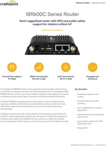 Cradlepoint IBR600C - 150M - bundle 4G LTE Cat 4 w/ 3G Fallback Router - with | Sold by Uncle Wiener's Wholesale