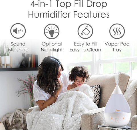 Crane Ultrasonic Humidifiers for Bedroom and Office, 1 Gallon 4 - in - 1 Cool Mist Air Humidifier for Large Room and Home, Humidifier Filters Optional, White - with | Sold by Uncle Wiener's Wholesale