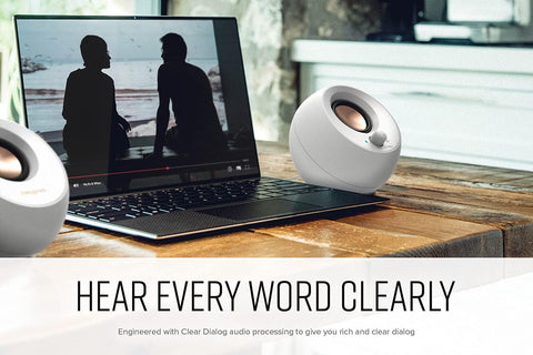 Creative Pebble V3 Minimalistic 2.0 USB - C Desktop Speakers with USB Audio, Clear Dialog Enhancement, Bluetooth 5.0, 8W RMS with 16W Peak Power, USB - A Converter Included (White) - with | Sold by Uncle Wiener's Wholesale