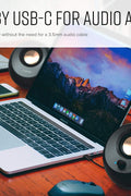 Creative Pebble V3 Minimalistic 2.0 USB - C Desktop Speakers with USB Audio, Clear Dialog Enhancement, Bluetooth 5.0, 8W RMS with 16W Peak Power, USB - A Converter Included (White) - with | Sold by Uncle Wiener's Wholesale