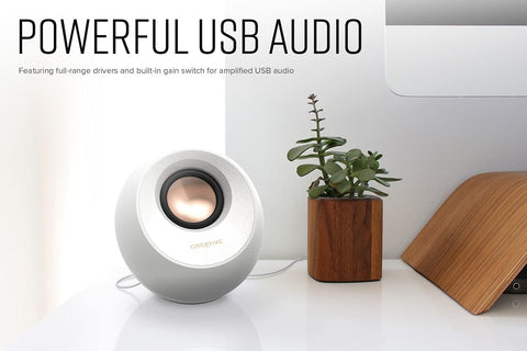 Creative Pebble V3 Minimalistic 2.0 USB - C Desktop Speakers with USB Audio, Clear Dialog Enhancement, Bluetooth 5.0, 8W RMS with 16W Peak Power, USB - A Converter Included (White) - with | Sold by Uncle Wiener's Wholesale