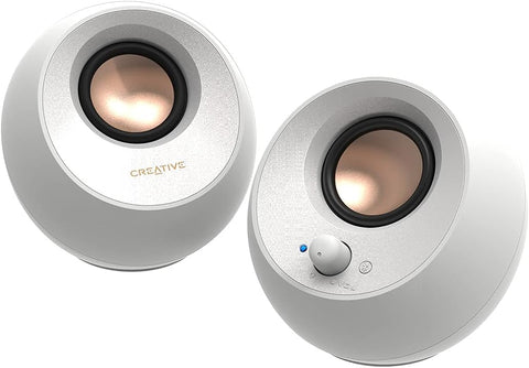 Creative Pebble V3 Minimalistic 2.0 USB - C Desktop Speakers with USB Audio, Clear Dialog Enhancement, Bluetooth 5.0, 8W RMS with 16W Peak Power, USB - A Converter Included (White) - with | Sold by Uncle Wiener's Wholesale