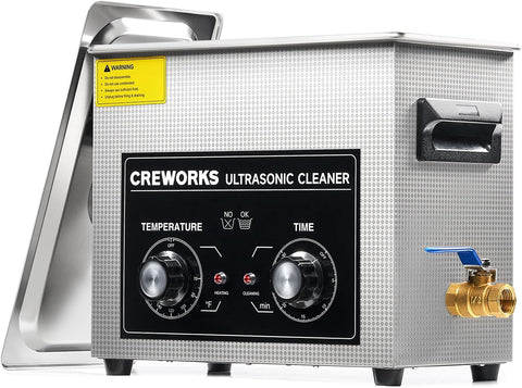 CREWORKS Ultrasonic Cleaner with Heater and Timer, 1.7gal Digital Sonic Cavitation Machine, 180W 6.5L Stainless Steel Jewelry Cleaner for Professional Tool Watch Glasses Retainer Denture Coin Cleaning - with | Sold by Uncle Wiener's Wholesale