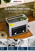 CREWORKS Ultrasonic Cleaner with Heater and Timer, 1.7gal Digital Sonic Cavitation Machine, 180W 6.5L Stainless Steel Jewelry Cleaner for Professional Tool Watch Glasses Retainer Denture Coin Cleaning - with | Sold by Uncle Wiener's Wholesale