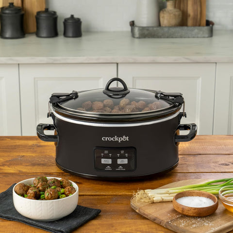 Crock - Pot 6 - Quart Cook & Carry Slow Cooker, One - Touch Control, Matte Black - with | Sold by Uncle Wiener's Wholesale