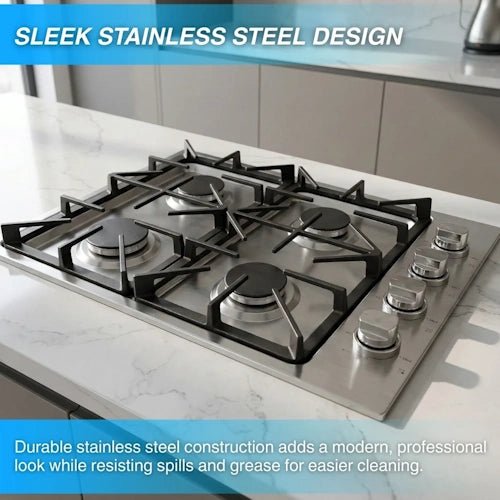 Crown 30 Inch Professional 4 Burner Drop-In Gas Cooktop LGC3001 - with | Sold by Uncle Wiener's Wholesale