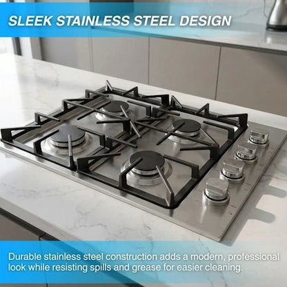 Crown 30 Inch Professional 4 Burner Drop-In Gas Cooktop LGC3001 - with | Sold by Uncle Wiener's Wholesale