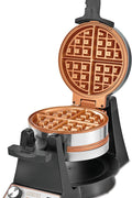CRUX Double Rotating Belgian Waffle Maker, Keto Chaffles Iron with Nonstick PFOA Free Copper Plates for Easy Food Release, Browning Control and Removable Drip Tray, Stainless Steel - with Stainless Steel/Copper | Sold by Uncle Wiener's Wholesale