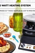 CRUX Double Rotating Belgian Waffle Maker, Keto Chaffles Iron with Nonstick PFOA Free Copper Plates for Easy Food Release, Browning Control and Removable Drip Tray, Stainless Steel - with Stainless Steel/Copper | Sold by Uncle Wiener's Wholesale