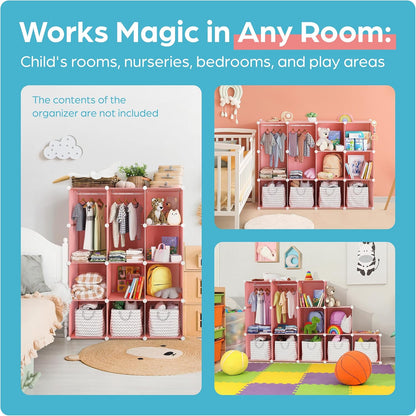 CUBEDIY Baby Closet Organizer for Nursery Waterproof Hanging Storage Pink - with | Sold by Uncle Wiener's Wholesale