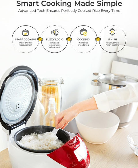 CUCKOO CR - 0655F Micom Rice Cooker & Warmer, 6 Cups, LCD - Display 11 - Menu Options, Turbo, Mixed, and Brown/GABA, Porridge, Steam MultiCook, My Mode, 16 - Various Cooking Methods, Plastic, Red/White - with | Sold by Uncle Wiener's Wholesale