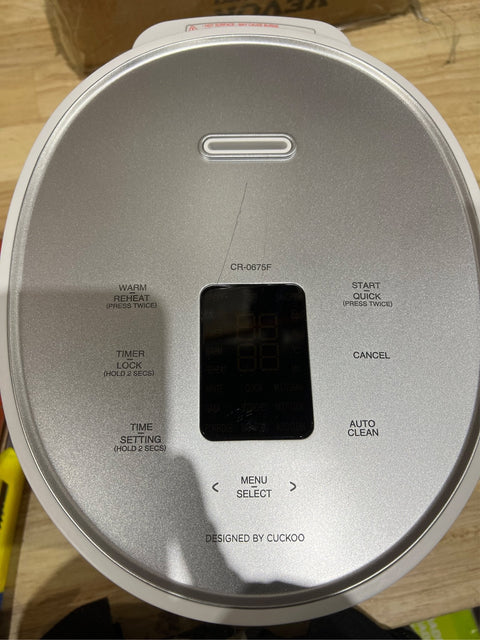 CUCKOO CR - 0675F | 6 - Cup (Uncooked) Micom Rice Cooker | 13 Menu Options: Quinoa, Oatmeal, Brown Rice & More, Touch - Screen, Nonstick Inner Pot | White, scratch on the top - with | Sold by Uncle Wiener's Wholesale