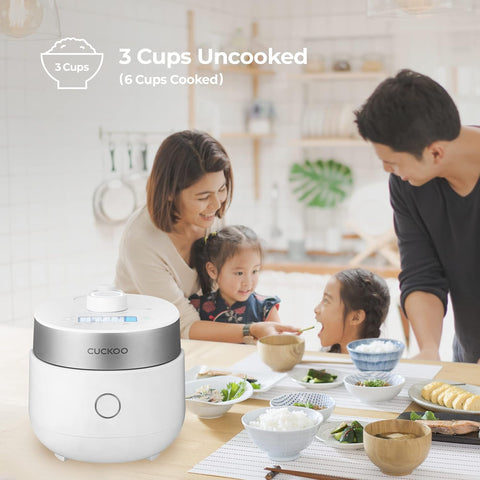 CUCKOO CRP - MHTR0309F | 3 - Cup (Uncooked) Twin Pressure Induction Heating Rice Cooker | 11 Menu Options: High/Non - Pressure & More, Made in Korea | White - with | Sold by Uncle Wiener's Wholesale