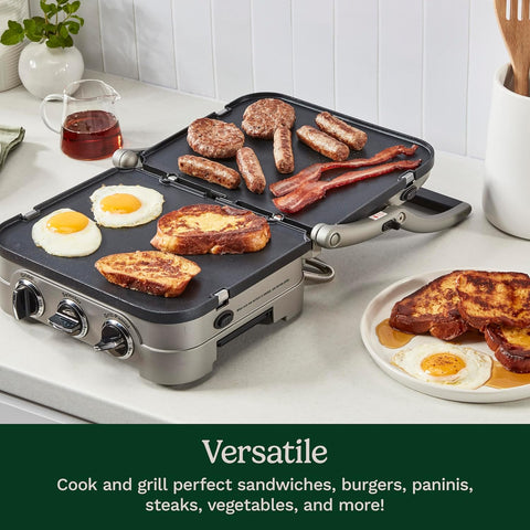 Cuisinart 5 - in - 1 Griddler with Reversible Nonstick Grill and Griddle Plates, Silver (CGR - 4NEC) - with | Sold by Uncle Wiener's Wholesale
